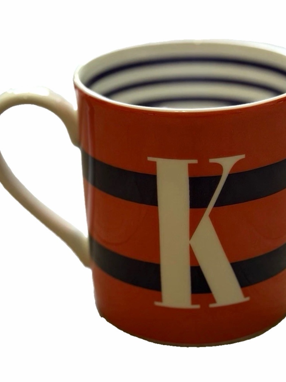 kate spade Orange and Black Striped 'K' Ceramic Mug